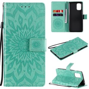 For OnePlus 8T Sun Embossing Pattern Horizontal Flip Leather Case with Card Slot & Holder & Wallet & Lanyard(Green) (OEM)