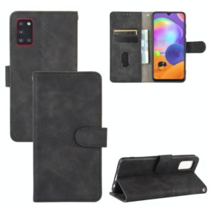 For Samsung Galaxy A31 Solid Color Skin Feel Magnetic Buckle Horizontal Flip Calf Texture PU Leather Case with Holder & Card Slots & Wallet(Black) (OEM)