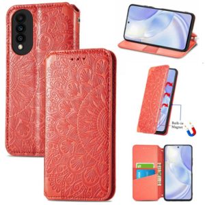 For Huawei nova 8 SE Youth Blooming Mandala Embossed Pattern Magnetic Horizontal Flip Leather Case with Holder & Card Slots & Wallet(Orange) (OEM)