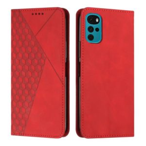 For Motorola Moto G22 Diamond Splicing Skin Feel Magnetic Leather Phone Case(Red) (OEM)
