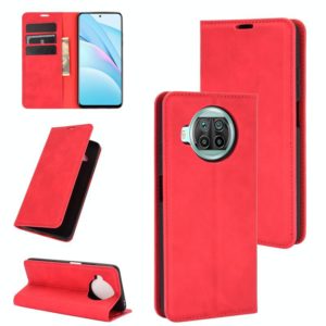 For Xiaomi Mi 10T Lite Retro-skin Business Magnetic Suction Leather Case with Holder & Card Slots & Wallet(Red) (OEM)
