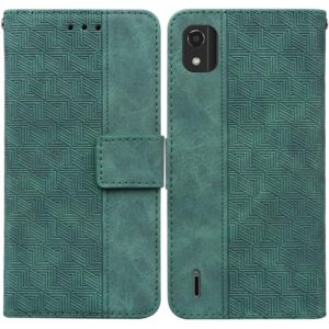For Nokia C2 2nd Edition Geometric Embossed Leather Phone Case(Green) (OEM)