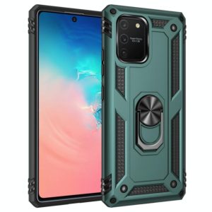 For Samsung Galaxy A71 5G Shockproof TPU + PC Protective Case with 360 Degree Rotating Holder(Dark Green) (OEM)
