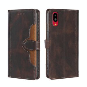 For Sharp Simple Sumaho 6/ A201SH Stitching Skin Feel Magnetic Buckle Horizontal Flip PU Leather Case(Brown) (OEM)