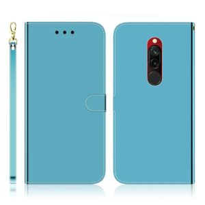 For Xiaomi Redmi 8 Imitated Mirror Surface Horizontal Flip Leather Case with Holder & Card Slots & Wallet & Lanyard(Blue) (OEM)
