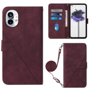 For Nothing Phone 1 Crossbody 3D Embossed Flip Leather Phone Case(Wine Red) (OEM)