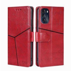 For Motorola Moto G 5G 2022 Geometric Stitching Horizontal Flip Leather Phone Case(Red) (OEM)