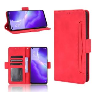 For OPPO Find X3 Lite / Reno5 5G Skin Feel Calf Pattern Horizontal Flip Leather Case with Holder & Card Slots & Photo Frame(Red) (OEM)