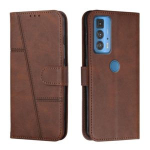 For Motorola Edge 20 Pro Stitching Calf Texture Buckle Leather Phone Case(Brown) (OEM)