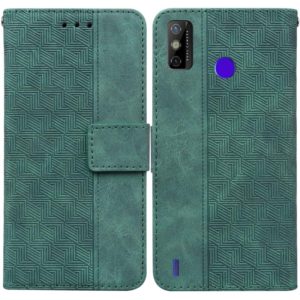For Tecno Spark Go 2020 / Spark 6 Go Geometric Embossed Leather Phone Case(Green) (OEM)