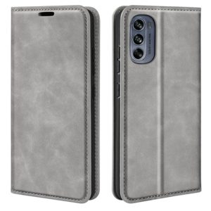 For Motorola G62 5G Retro-skin Magnetic Suction Leather Phone Case(Grey) (OEM)