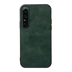 For Sony Xperia 1 IV Accurate Hole Two-color Litchi Texture PU Phone Case(Green) (OEM)