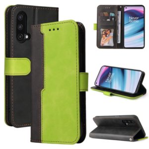 For OnePlus Nord CE 5G Business Stitching-Color Horizontal Flip PU Leather Case with Holder & Card Slots & Photo Frame(Green) (OEM)