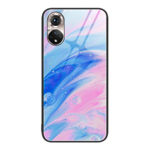 For Honor 50 Marble Pattern Glass Protective Phone Case(Pink) (OEM)