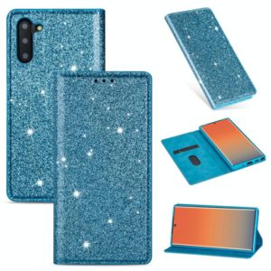 For Samsung Galaxy Note 10 Ultrathin Glitter Magnetic Horizontal Flip Leather Case with Holder & Card Slots(Sky Blue) (OEM)