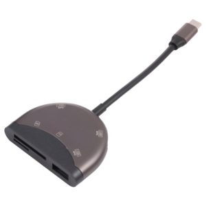 NK-3039 5 in 1 USB-C / Type-C Male to TF / SD Card Slot + 3 USB Female Adapter (OEM)