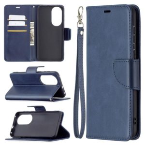 For Huawei P50 Retro Lambskin Texture Pure Color Horizontal Flip PU Leather Case with Holder & Card Slots & Wallet & Lanyard(Blue) (OEM)