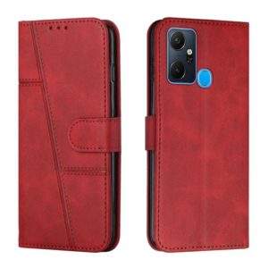 For Infinix Smart 6 Plus Stitching Calf Texture Buckle Leather Phone Case(Red) (OEM)