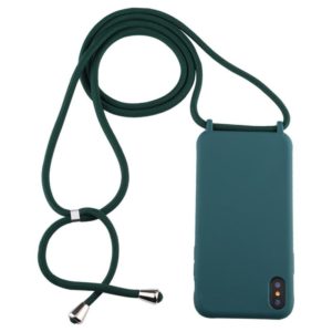 For iPhone X / XS Candy Color TPU Protective Case with Lanyard(Dark Green) (OEM)