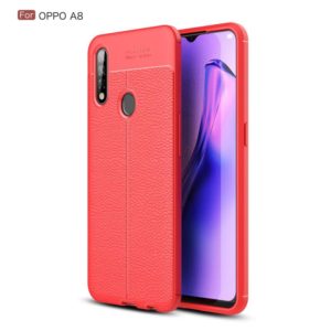 For OPPO A8 Litchi Texture TPU Shockproof Case(Red) (OEM)