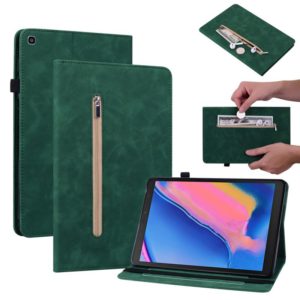 For Samsung Tab A 8.0 2019 8.0 T290 Skin Feel Solid Color Zipper Leather Tablet Case(Green) (OEM)