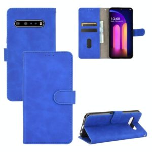 For LG V60 ThinQ 5G Solid Color Skin Feel Magnetic Buckle Horizontal Flip Calf Texture PU Leather Case with Holder & Card Slots & Wallet(Blue) (OEM)