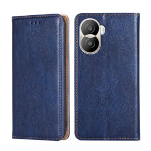 For Honor X40i Gloss Oil Solid Color Magnetic Leather Phone Case(Blue) (OEM)