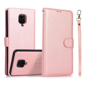For Xiaomi Redmi Note 9s Calf Texture 2 in 1 Detachable Magnetic Back Cover Horizontal Flip Leather Case with Holder & Card Slots & Wallet & Photo Frame(Rose Gold) (OEM)