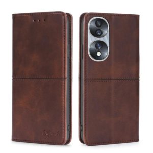 For Honor 70 Cow Texture Magnetic Horizontal Flip Leather Phone Case(Dark Brown) (OEM)