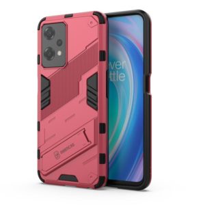 For OnePlus Nord CE 2 Lite 5G/Realme 9 Pro Punk Armor 2 in 1 Shockproof Phone Case with Invisible Holder(Light Red) (OEM)