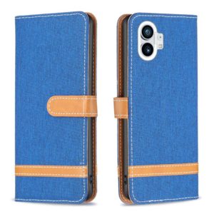 For Nothing Phone 1 Color Matching Denim Texture Leather Phone Case(Dark Blue) (OEM)