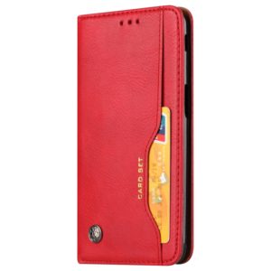 Knead Skin Texture Horizontal Flip Leather Case for Galaxy J6+, with Photo Frame & Holder & Card Slots & Wallet(Red) (OEM)