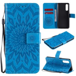 For OPPO Reno3 Pro 4G Sun Embossing Pattern Horizontal Flip Leather Case with Card Slot & Holder & Wallet & Lanyard(Blue) (OEM)