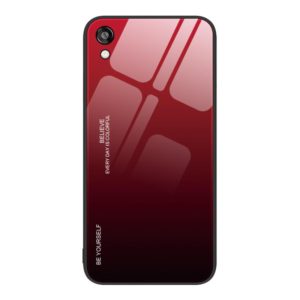 For Honor Play 3e Gradient Color Glass Phone Case(Red Black) (OEM)