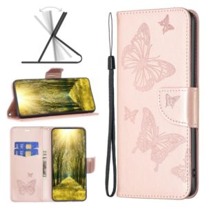 For Nokia G11 / G21 Embossing Two Butterflies Pattern Horizontal Flip PU Leather Case(Rose Gold) (OEM)