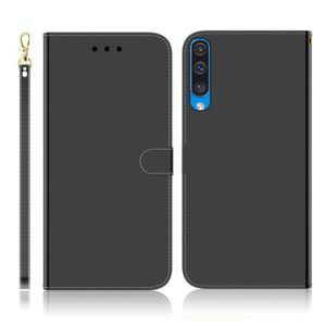 For Galaxy A50 Imitated Mirror Surface Horizontal Flip Leather Case with Holder & Card Slots & Wallet & Lanyard(Black) (OEM)