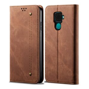 For Huawei Mate 30 Lite Denim Texture Casual Style Horizontal Flip Leather Case with Holder & Card Slots & Wallet(Brown) (OEM)