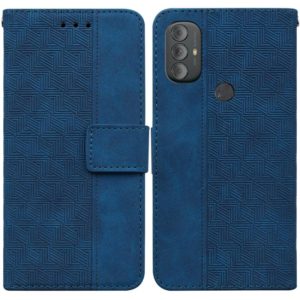 For Motorola Moto G Power 2022 Geometric Embossed Leather Phone Case(Blue) (OEM)