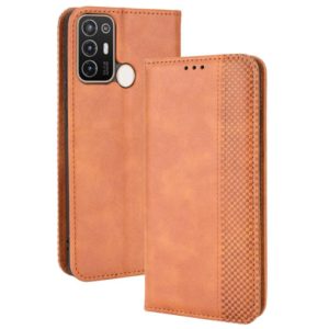 For ZTE Blade A52 Magnetic Buckle Retro Crazy Horse Leather Phone Case(Brown) (OEM)
