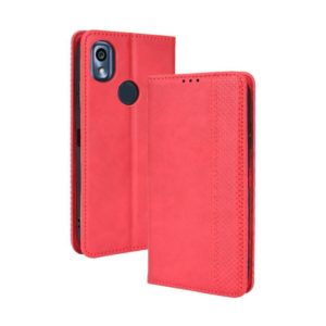 For Kyocera KY-51B Magnetic Buckle Retro Texture Leather Case(Red) (OEM)