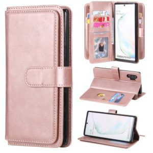 For Samsung Galaxy Note10+ Multifunctional Magnetic Copper Buckle Horizontal Flip Solid Color Leather Case with 10 Card Slots & Wallet & Holder & Photo Frame(Rose Gold) (OEM)