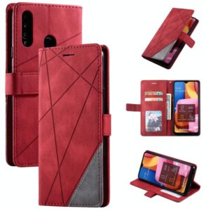 For Samsung Galaxy A20s Skin Feel Splicing Horizontal Flip Leather Case with Holder & Card Slots & Wallet & Photo Frame(Red) (OEM)