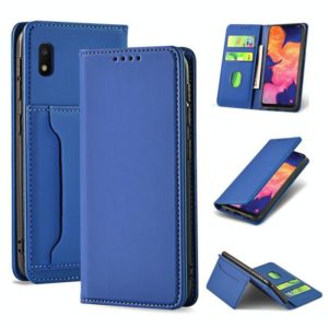For Samsung Galaxy A10 Strong Magnetism Liquid Feel Horizontal Flip Leather Case with Holder & Card Slots & Wallet(Blue) (OEM)