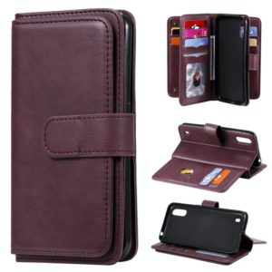 For Samsung Galaxy A01 Multifunctional Magnetic Copper Buckle Horizontal Flip Solid Color Leather Case with 10 Card Slots & Wallet & Holder & Photo Frame(Wine Red) (OEM)
