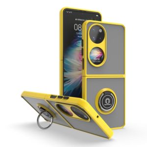 For Huawei P50 Pocket Q Shadow I Ring Kickstand PC and TPU Hybrid Phone Case(Yellow) (OEM)