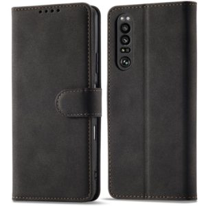 For Sony Xperia 1 III Frosted Anti-theft Brush Horizontal Flip Leather Phone Case(Black) (OEM)