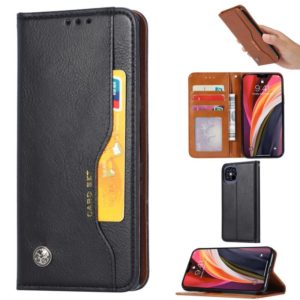 For iPhone 12 Pro Max Knead Skin Texture Horizontal Flip Leather Case with Photo Frame & Holder & Card Slots & Wallet(Black) (OEM)