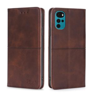 For Motorola Moto G22 Cow Texture Magnetic Horizontal Flip Leather Phone Case(Dark Brown) (OEM)