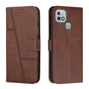 For Infinix Hot 10i Stitching Calf Texture Buckle Leather Phone Case(Brown) (OEM)