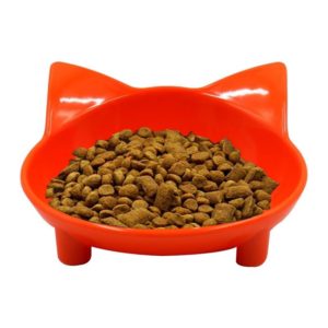 Pet Bowl Non-slip Cute Cat Type Color Cat Bowl Pet Supplies(Orange) (OEM)